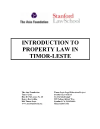 Introduction to Property Law in Timor-Leste