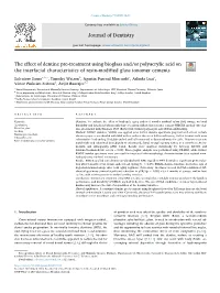 The Effect of Dentine Pre-Treatment Using Bioglass And/Or Polyacrylic