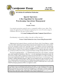 A Key Ingredient for Successful Peacekeeping Operations Management by Joseph L