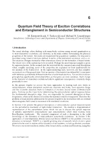 Quantum Field Theory of Exciton Correlations and Entanglement in Semiconductor Structures