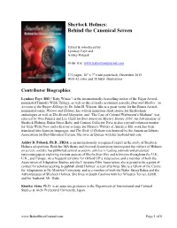 Sherlock Holmes: Behind the Canonical Screen Info Sheet