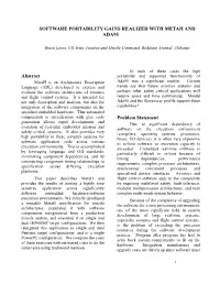 Software Portability Gains Realized with Metah and Ada95