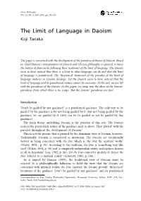 The Limit of Language in Daoism Koji Tanaka
