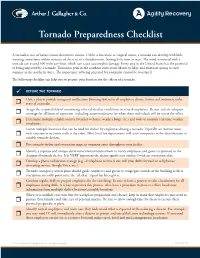 Tornado Preparedness Checklist