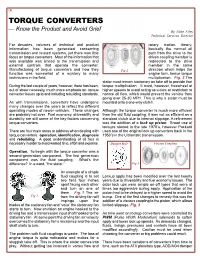 TORQUE CONVERTERS — Know the Product and Avoid Grief by Mike Riley Technical Services Director