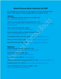 World Famous Book Festivals List PDF
