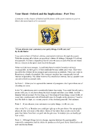 Your Shout: Oxford and the Implications - Part Two