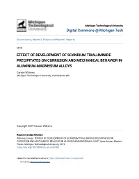 Effect of Development of Scandium Trialuminide Precipitates on Corrosion and Mechanical Behavior in Aluminum-Magnesium Alloys