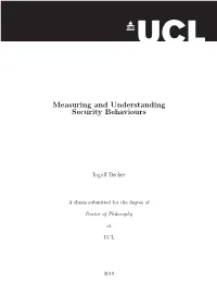 Measuring and Understanding Security Behaviours