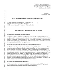 Pre-Filed Testimony of John Petrofsky