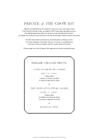 PRIVATE @ the Chow Kit Menu
