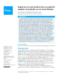 Rapid Rise in Toxic Load for Bees Revealed by Analysis of Pesticide Use in Great Britain
