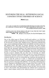 Rethinking Social Constructivist Theories of Science