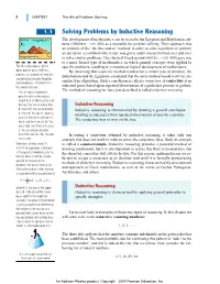 Solving Problems by Inductive Reasoning the Development of Mathematics Can Be Traced to the Egyptian and Babylonian Cul- Tures (3000 B.C.ÐA.D