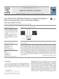 Zinc Oxide and Zinc Hydroxide Formation Via Aqueous Precipitation: Effect of the Preparation Route and Lysozyme Addition