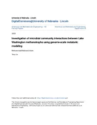 Investigation of Microbial Community Interactions Between Lake Washington Methanotrophs Using Genome-Scale Metabolic Modeling