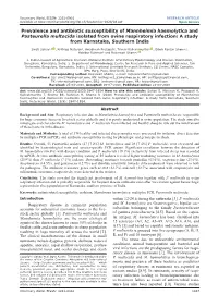 Prevalence and Antibiotic Susceptibility of Mannheimia