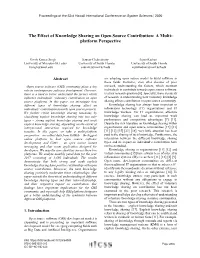 The Effect of Knowledge Sharing on Open Source Contribution: a Multi- Platform Perspective