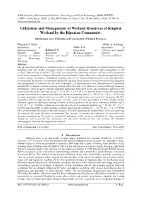 Utilization and Management of Wetland Resources of Kingwal Wetland by the Riparian Community