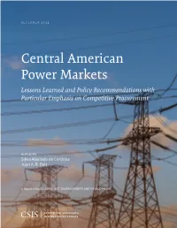 Central American Power Markets Lessons Learned and Policy Recommendations with Particular Emphasis on Competitive Procurement
