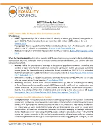 LGBTQ Family Fact Sheet in Support of August 2017 Presentation to NAC Undercount of Young Children Working Group: Last Updated on June 2020