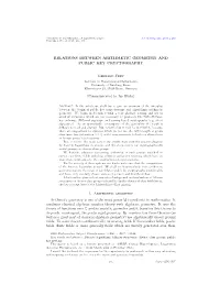 Relations Between Arithmetic Geometry and Public Key Cryptography
