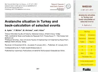 Avalanche Situation in Turkey and Back-Calculation of Selected Events