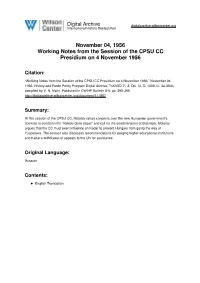 November 04, 1956 Working Notes from the Session of the CPSU CC Presidium on 4 November 1956