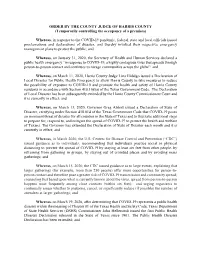 ORDER by the COUNTY JUDGE of HARRIS COUNTY (Temporarily Controlling the Occupancy of a Premises)