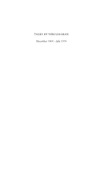 Talks by Nirodbaran December 1969