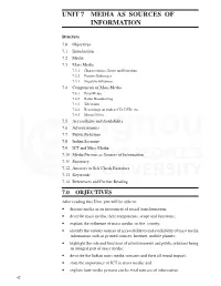 Unit 7 Media As Sources of Information