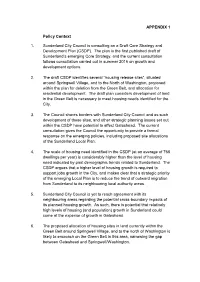APPENDIX 1 Policy Context 1. Sunderland City Council Is