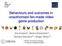 Behaviours and Outcomes in Unauthorised Fan-Made Video Game Production