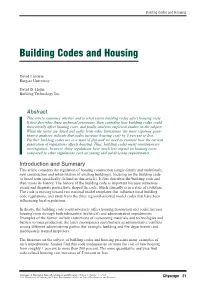 Building Codes and Housing