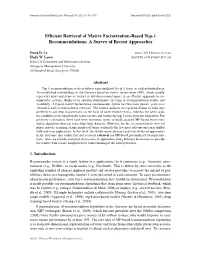 EFFICIENT RETRIEVAL of MATRIX FACTORIZATION-BASED TOP-K RECOMMENDATIONS