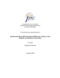 Job Security Does Affect Economic Efficiency: Theory, a New Statistic, and Evidence from Chile