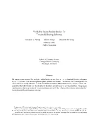 Verifiable Secret Redistribution for Threshold Sharing Schemes