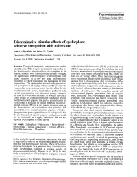 Discriminative Stimulus Effects of Cyclorphan: Selective Antagonism with Naltrexone