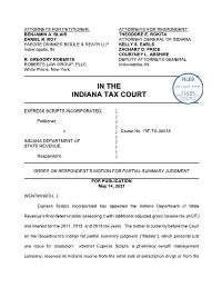 Express Scripts Incorporated V. Indiana Department of State Revenue