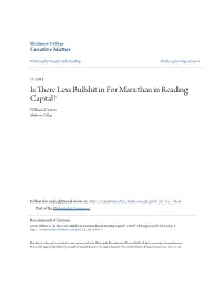 Is There Less Bullshit in for Marx Than in Reading Capital? William S