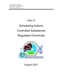 List of Scheduling Actions, Controlled Substances And