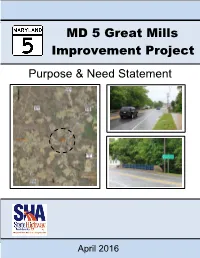 MD 5 Great Mills Improvement Project Purpose and Need Statement