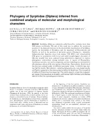Phylogeny of Syrphidae (Diptera) Inferred from Combined Analysis of Molecular and Morphological Characters