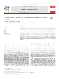 Thermal Regulatory Mechanisms of Termites from Two Different