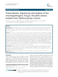 Transcriptome Sequencing and Analysis of the Entomopathogenic