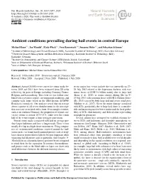 Ambient Conditions Prevailing During Hail Events in Central Europe