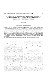 An Analysis of the Community Composition of the Xiphophora Gladiata Dominated Subzone of the Tasmanian Sublittoral Fringe