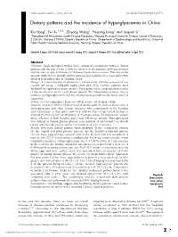 Dietary Patterns and the Incidence of Hyperglyacemia in China