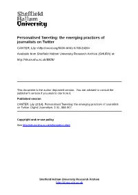 Personalised Tweeting: the Emerging Practices of Journalists on Twitter
