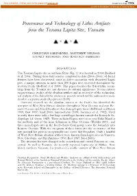 Provenance and Technology of Lithic Artifacts from the Teouma Lapita Site, Vanuatu